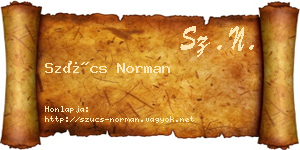 Szűcs Norman névjegykártya