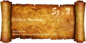 Szűcs Norman névjegykártya