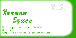 norman szucs business card